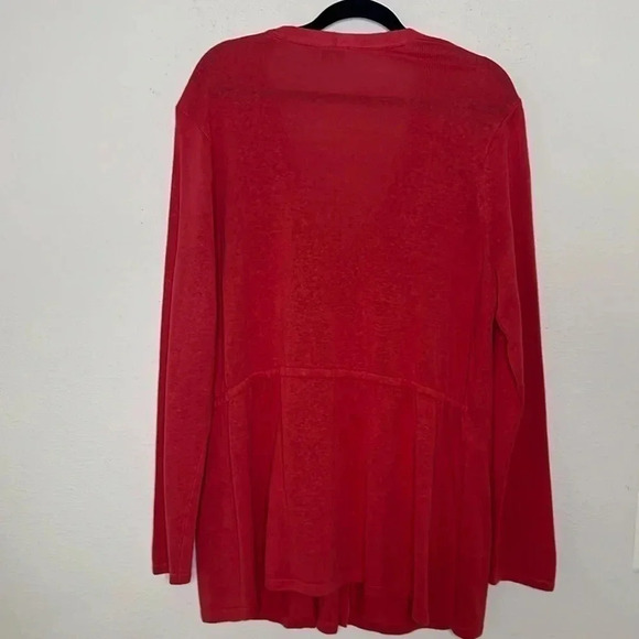 J. JILL Women’s 3 Button Cardigan Sweater Sz XL Reddish Orange 55% Linen - Picture 2 of 4